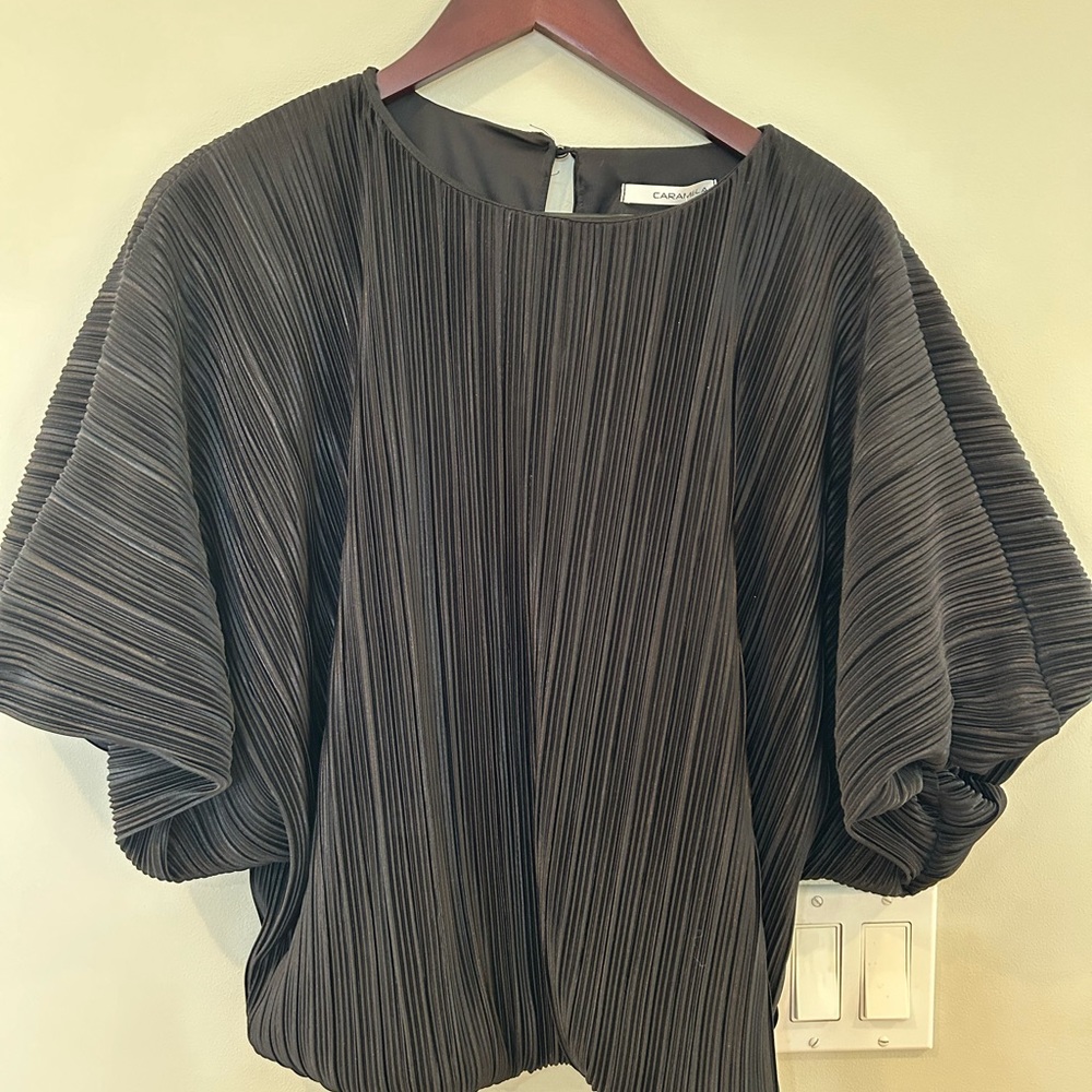 NWT Caramela shimmery black cropped top.